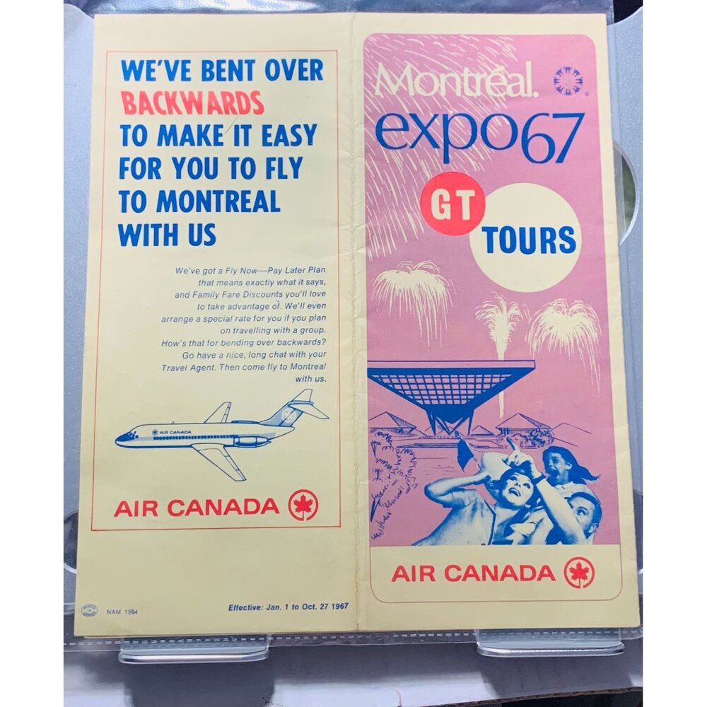 Vintage Air Canada Expo 67 GT Tours Brochure Montreal Travel Advertising